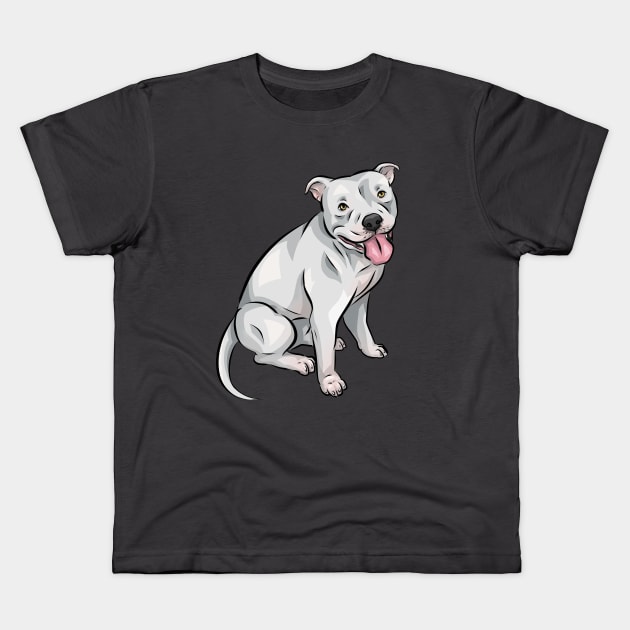 Cute White American Bully Dog Kids T-Shirt by Shirin Illustration